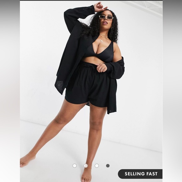 ASOS Design Curve Textured Button Through Line Tunic/Shirt in Black - Picture 4 of 11